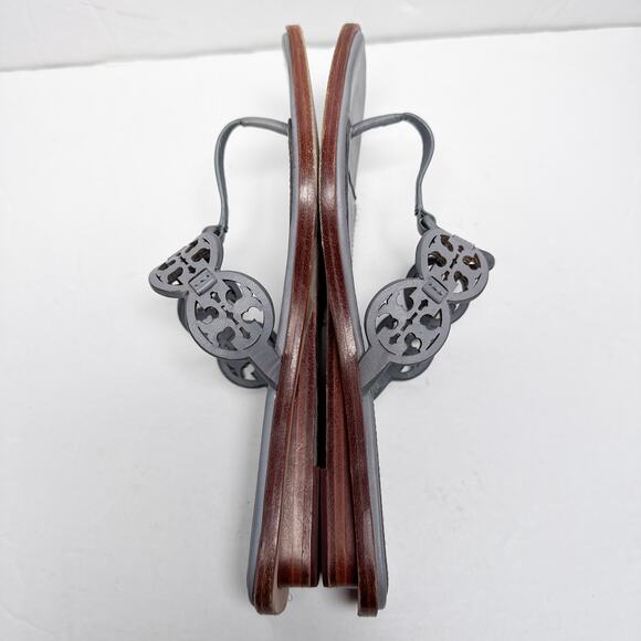 Tory Burch Blue Tiny Miller Square Toe Sandals 7 - Picture 7 of 8